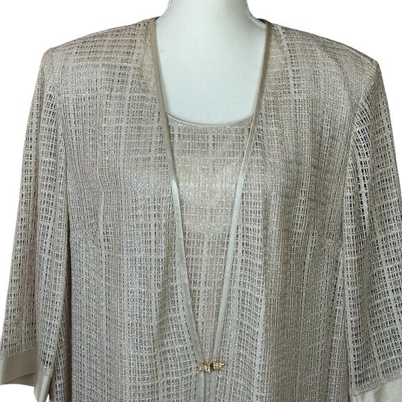 R&M Richards Evening Top Sze 22 WP Shimmery Cream Sheer Lined Classic Eventwear - Picture 6 of 13